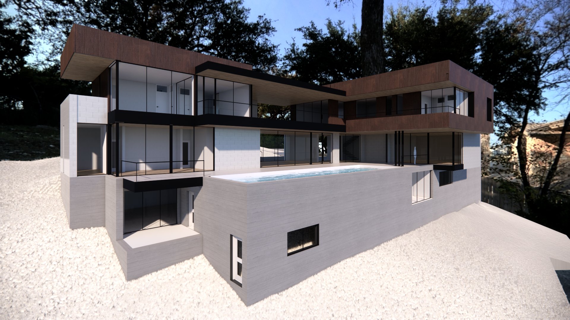 West Lake Project - Exterior Elevation with Pool