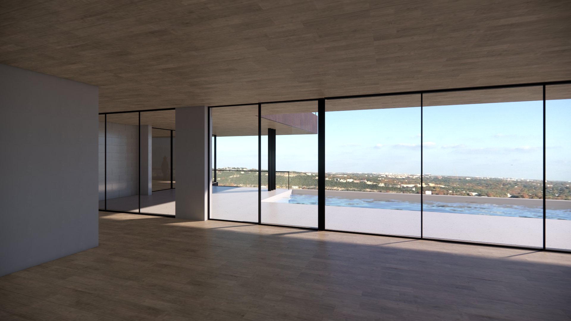 West Lake Project - Living Room with Hill Country Views